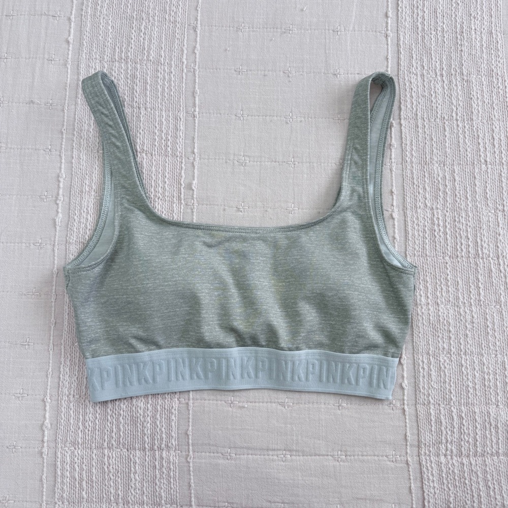 PINK Victoria's Secret Sports Bra Womens XS Green Ultimate Lightly Lined Logo